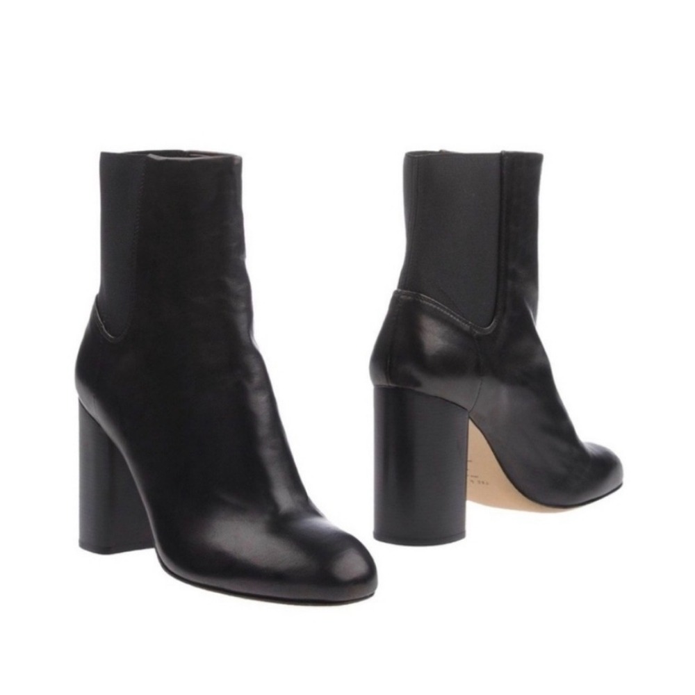 Rag & Bone Ellis Black Leather Block Heel Ankle Boots Made in Italy Size 40